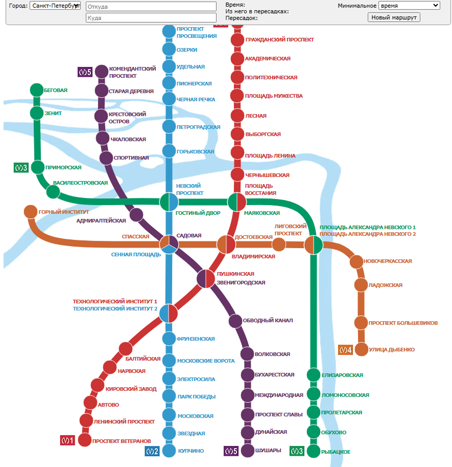 Old version of Saint Petersburg metro map